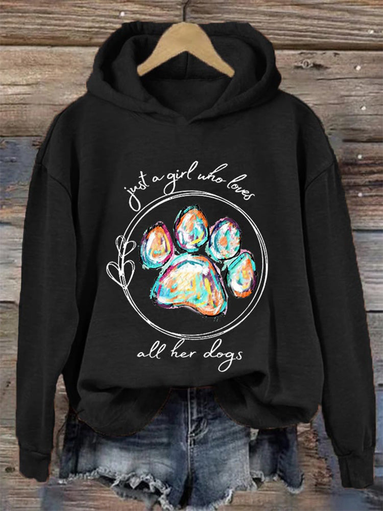 Comstylish Women's Just A Girl Who Loves All Her Dogs Casual Hoodie