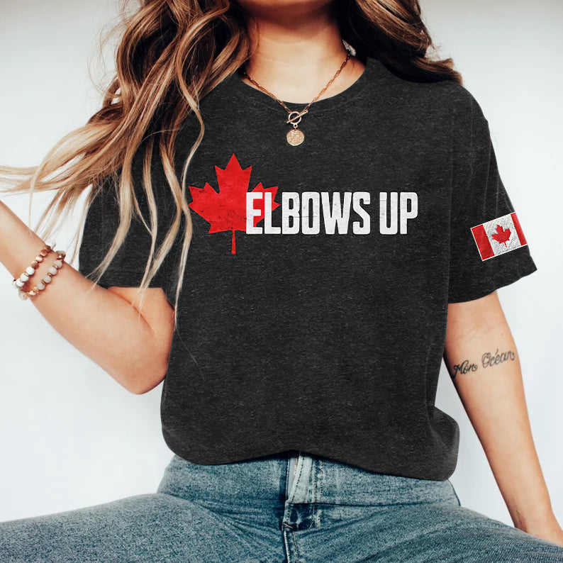 Retro Elbows Up Canada True North Strong And Free Art Pattern T Shirt elevenforest