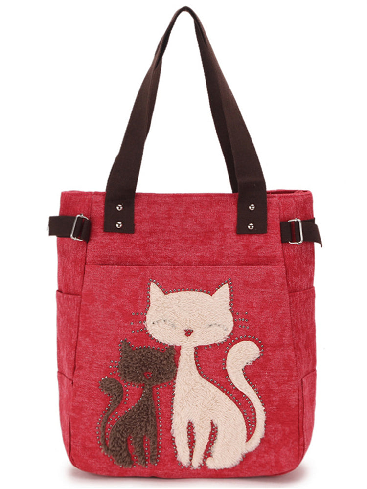 Fuzzy Cats Rhinestone Utility Shoulder Bag elevenforest