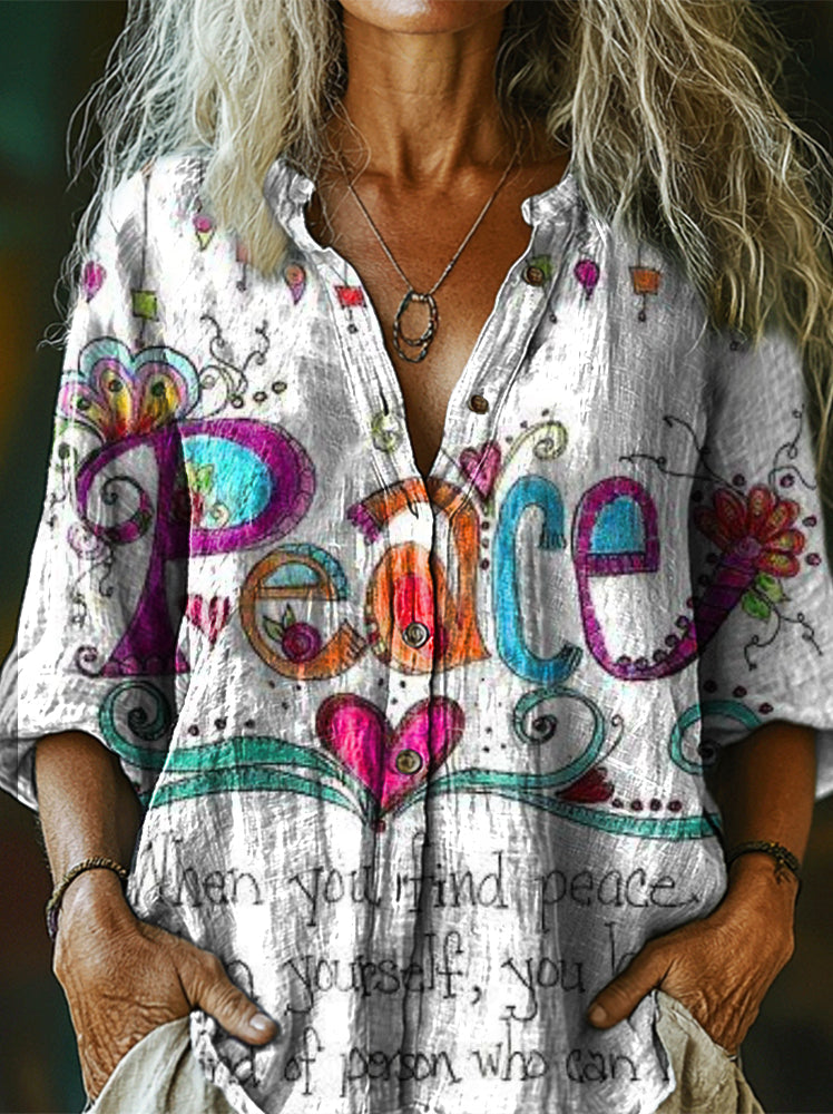 Women's Art Painting Hippie Print Long Sleeve Shirt