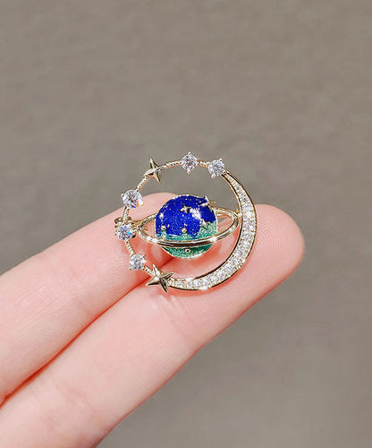 Blue Alloy Zircon Universe Planet Brooches