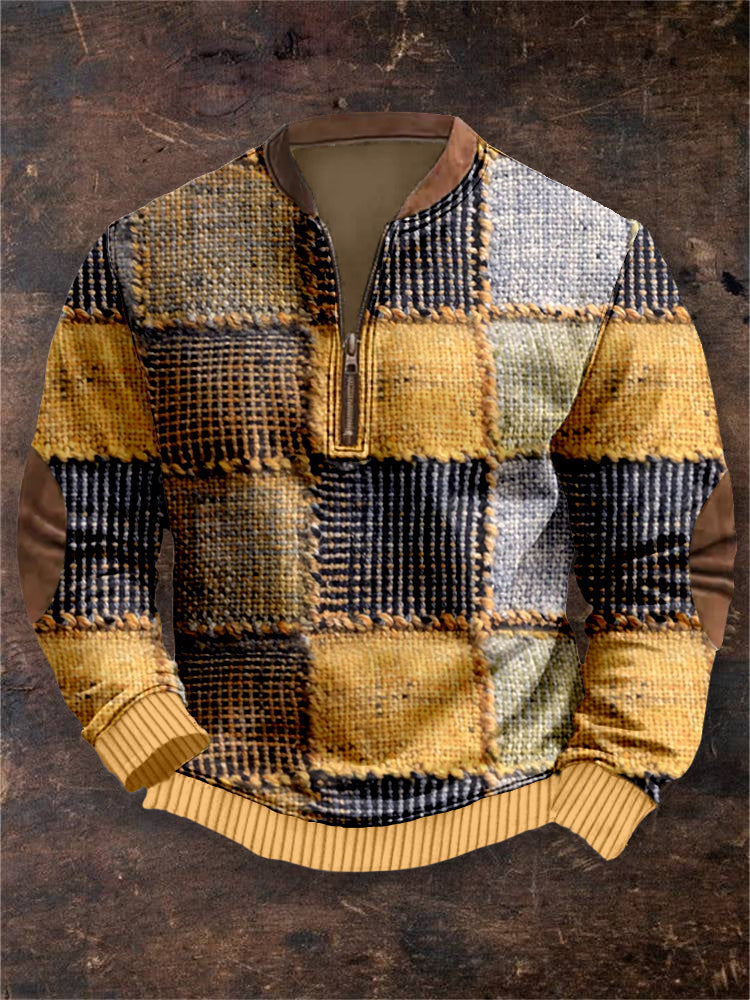 Men's Square Geometric Patchwork Cozy Sweatshirt artswardrobe
