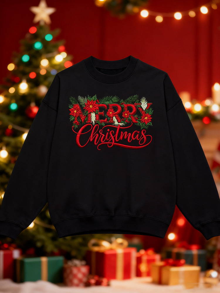 Comstylish Merry Christmas Knitted Print Sweatshirt
