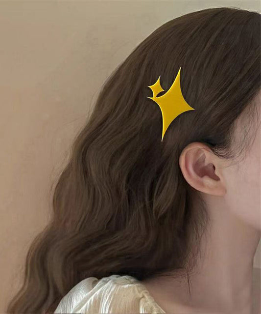 Yellow Acrylic Shining Stars a Pair Hairpin
