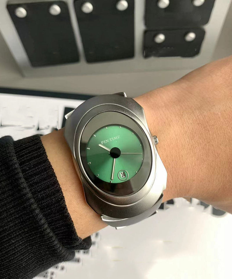Green Stainless Steel Quartz Movement Square Watches