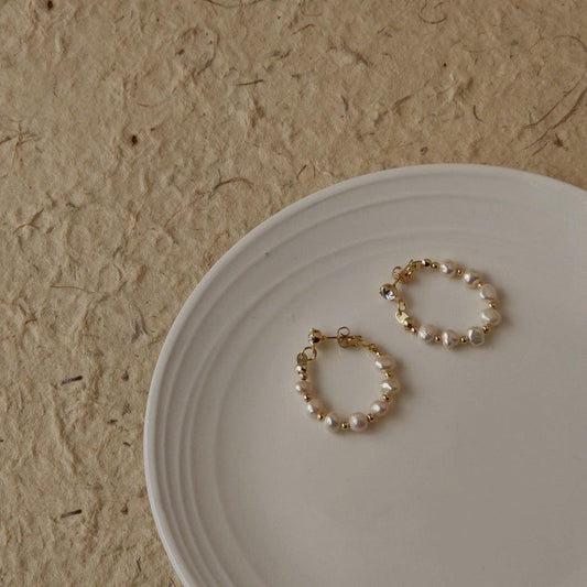 Baroque Pearl Hoop Earrings