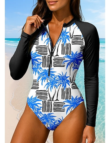 Rash Guard Zip Up Upf50+ Quick Dry Lightweight Long Sleeve Swimwear Bodysuit Surfing Beach Water Sports Summer