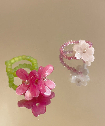 Handmade Colorblock Acrylic Beads Rings Two-piece Set