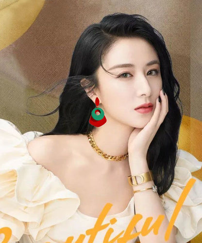 Colorblock Sterling Silver Alloy Acrylic Drop Earrings