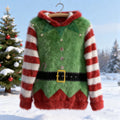 Comstylish Women's Funny Christmas Cosplay Art Flannel Hoodie