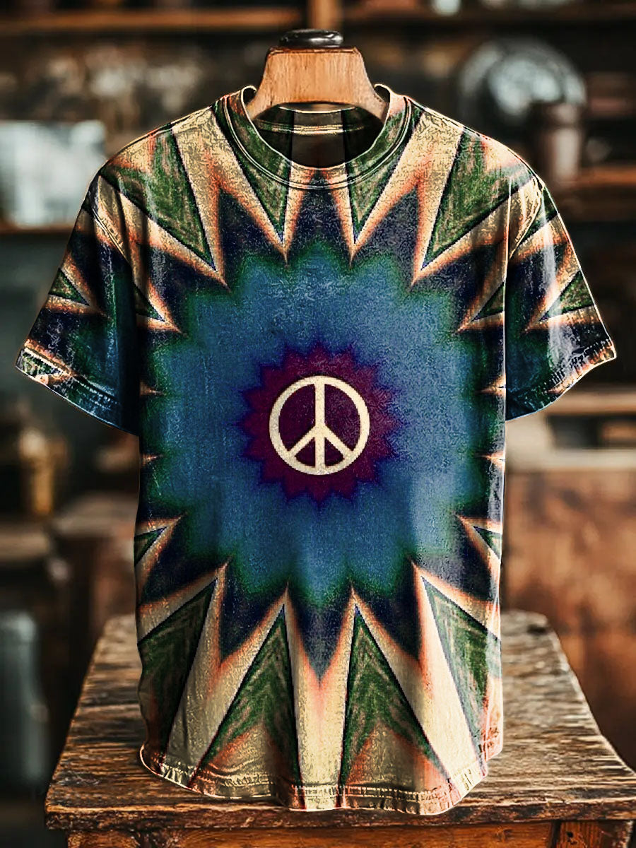 Hippie Visual impact Vintage Art Print Casual T-shirt For Men And Wome