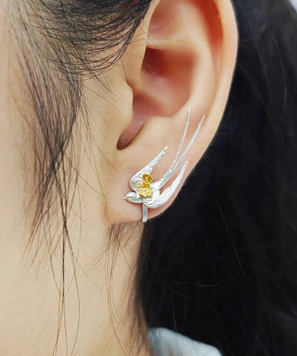 Original Silk Swallow Camel Buddha No Ear Piercings Silver Ear Clip