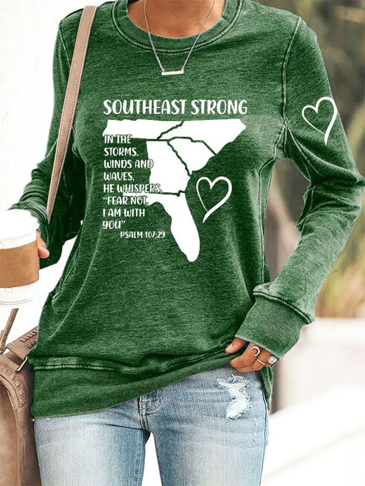 Comstylish Retro Southeast Strong Pray For North Carolina East Tennessee South Carolina Georgia And Florida Print Sweatshirt
