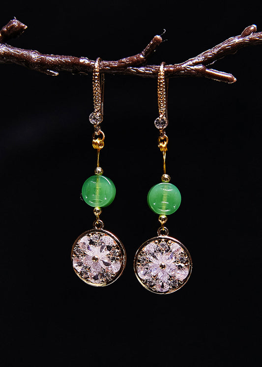 Diy Purple Zircon Classy Jade Drop Earrings