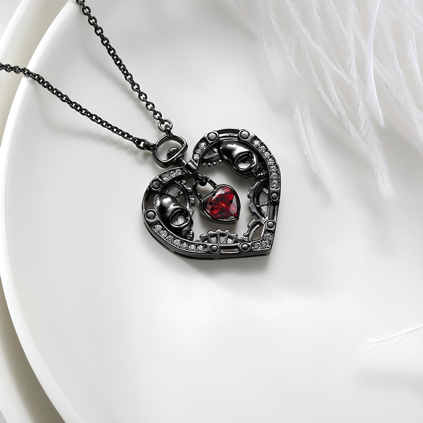 Gothic Love Clockwork Necklace