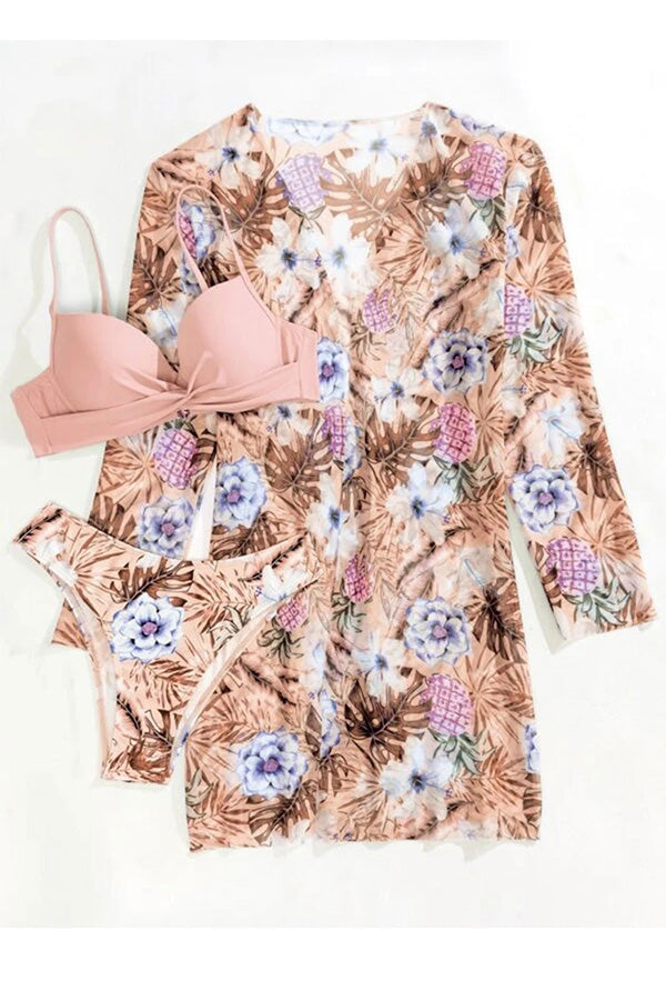 Rosalía® | Tropical Print Wrap Underwire Bikini With Cover-up
