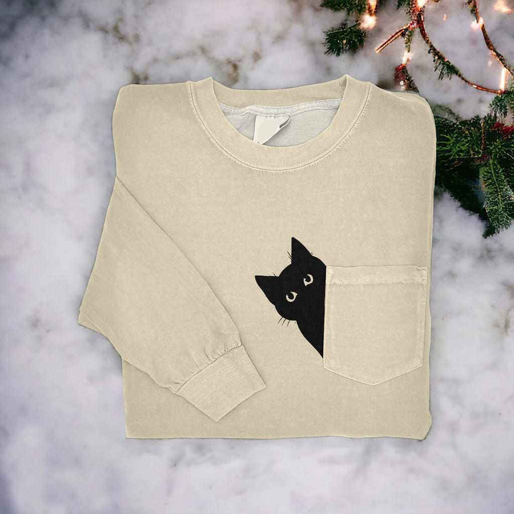 Funny Japanese Art Black Cat Art Women's Cozy Pocket T-Shirt elevenforest