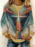 Comstylish Women's Faith Print Raglan Sleeve Sweatshirt