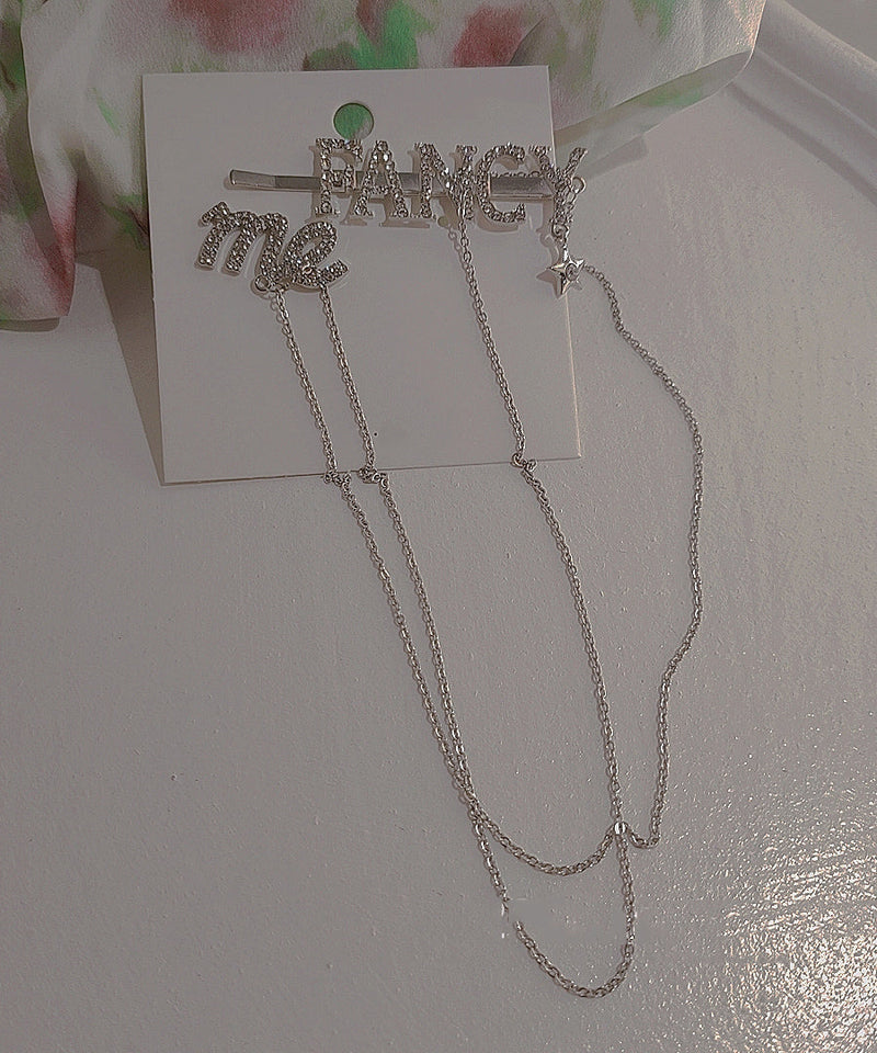 Unique Silk Copper Graphic Chain Tassel Stud Earrings Hairpin