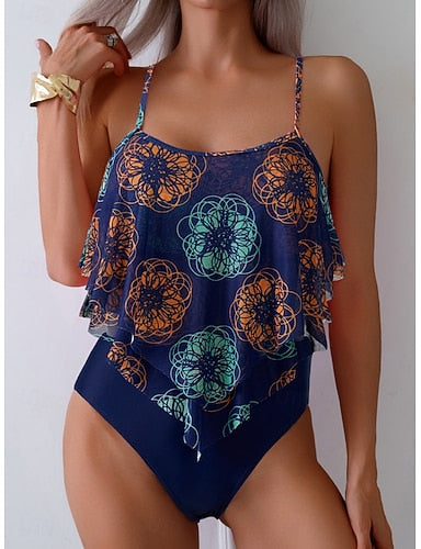 Tankini 2 Piece Swimsuit Leopard Briefs Tummy Control High Waist Slim Backless Vacation Beach Wear Scoop Neck Sleeveless Bathing Suits