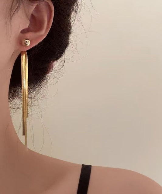 Stylish Gold Tassel Alloy Drop Earrings