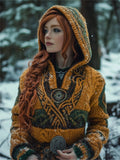 Forest Inspired Mystical Celtic Contrast Color Cozy Hooded Cardigan artswardrobe
