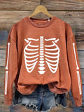 Comstylish Women's Halloween Skeleton Bones Casual Sweatshirt