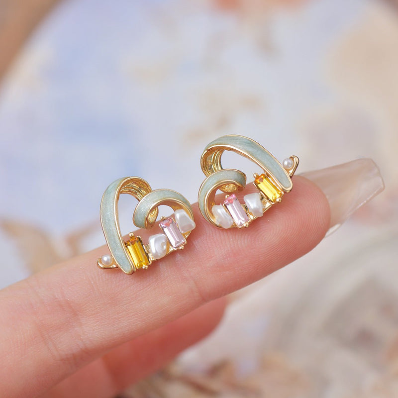 [] Bejeweled Heart Earrings