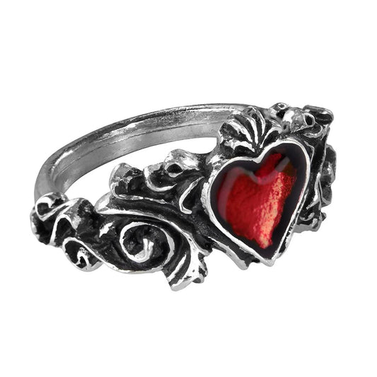 Betrothal Ring With Red Heart by Alchemy Gothic