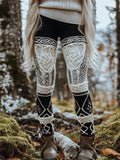Vintage Contrast Color Viking Celtic Cozy Knit Leggings artswardrobe
