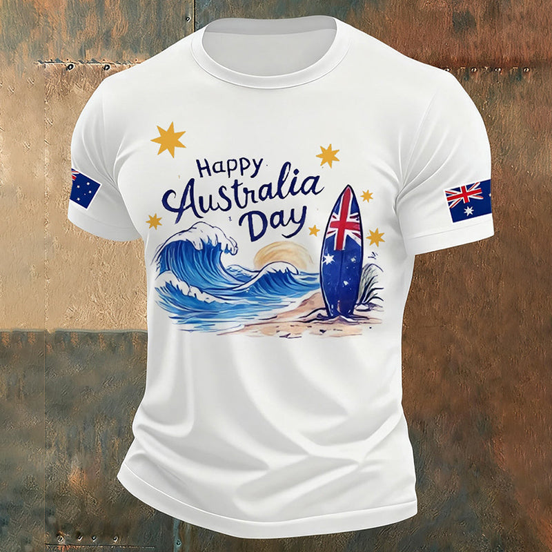 Happy Australia Day! Printed Men's Short-sleeve T-shirt elevenforest