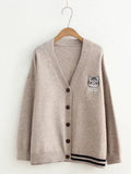 Cat Embroidery Soft Knit Sweater Cardigan elevenforest