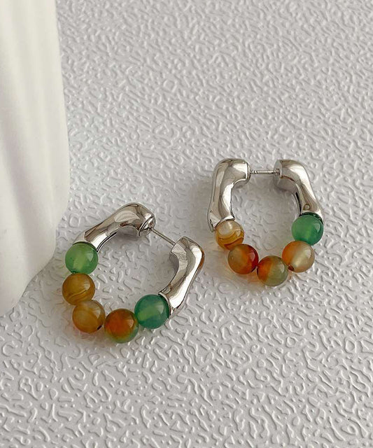 Rainbow Stainless Steel Crystal Hoop Earrings