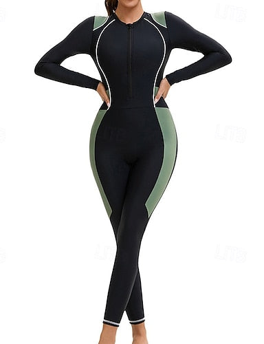 Rash Guard Full Body Swimwear Dive Skin Suit Patchwork Upf50+ Quick Dry High Elasticity Long Sleeve Swimwear Surfing Diving Snorkeling Summer