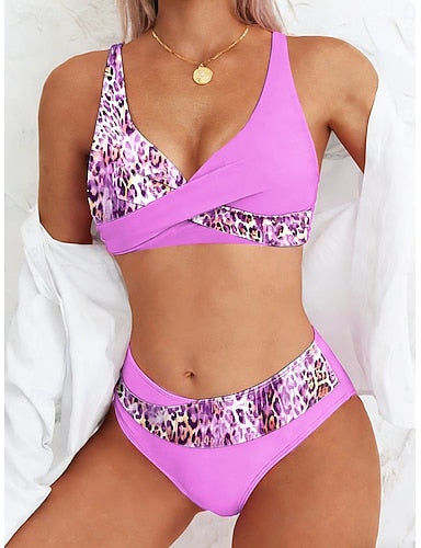 Swimwear Bikini Cheeky Swimsuit Vacation Graphic Polka Dot V Neck Sleeveless Bathing Suits