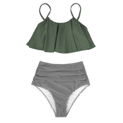 Kizkitza® | Bikini With Ruffled Top and High Waist Bikini Bottom