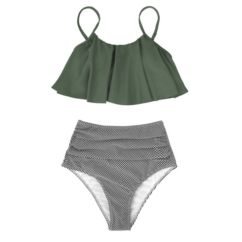 Kizkitza® | Bikini With Ruffled Top and High Waist Bikini Bottom