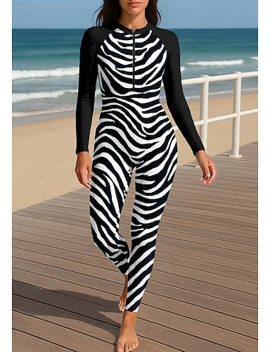 Rash Guard Full Body Swimwear Dive Skin Suit Front Zip Upf50+ Quick Dry High Elasticity Long Sleeve Swimwear Surfing Diving Snorkeling Summer