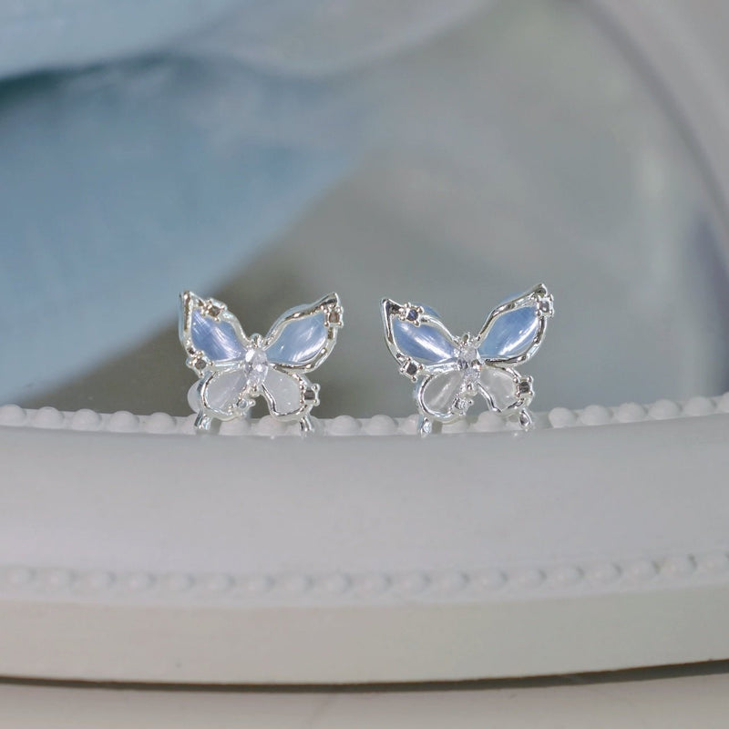 Blue Butterfly Stud Earrings