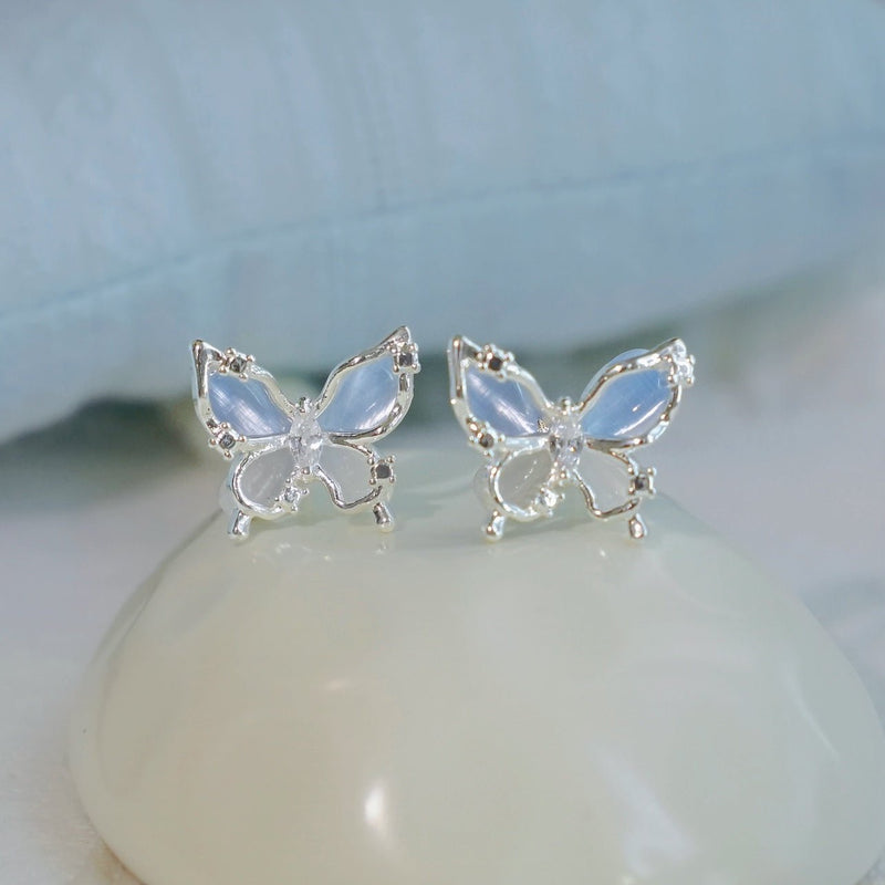 Blue Butterfly Stud Earrings