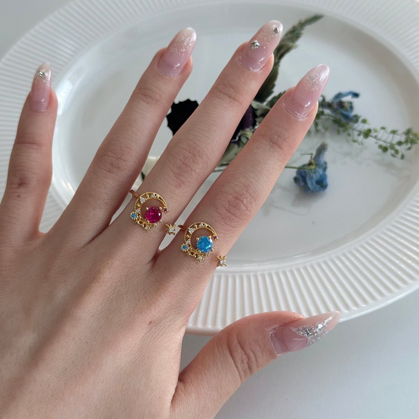[] Jodie Blue Moon and Star Ring