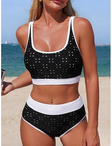 Swimwear One Piece Tankini Monokini High Waist Swimsuit Tummy Control High Waist Slim Backless Vacation Beach Wear Graphic U Neck Sleeveless Bathing Suits