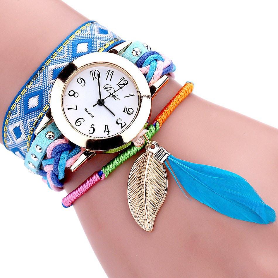 Feather Leaf Weave Watch Bracelet