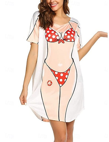 Swimdress Swimsuit Dress Vacation Beach Wear Graphic Round Neck Long Sleeve Bathing Suits