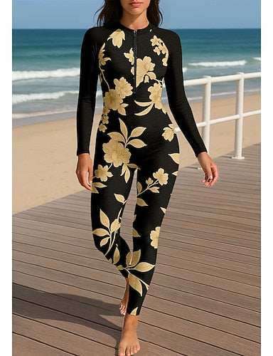 Rash Guard Full Body Swimwear Dive Skin Suit Front Zip Upf50+ Quick Dry High Elasticity Long Sleeve Swimwear Surfing Diving Snorkeling Summer