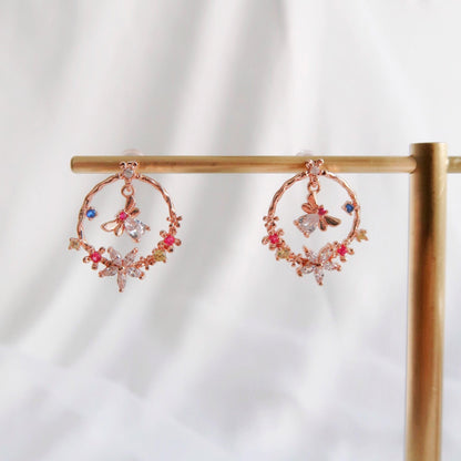 [] Butterfly Flower Earrings
