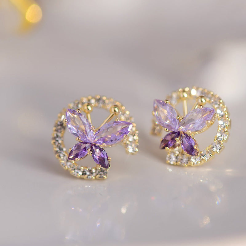 Lilac Butterfly Stud Earrings