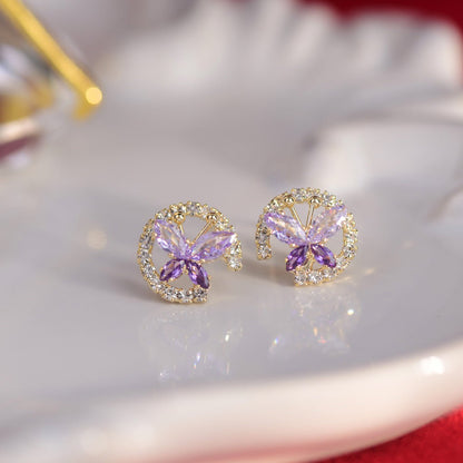 Lilac Butterfly Stud Earrings