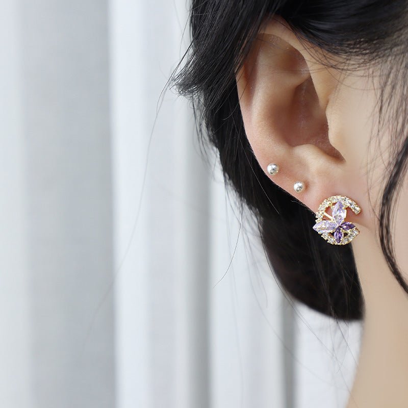 Lilac Butterfly Stud Earrings