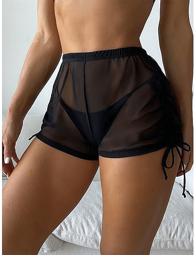 Stretchy Boxer Shorts Swimsuit Ruched Stretchy Boxer Shorts High Waist Active Vacation Color Sleeveless Bathing Suits